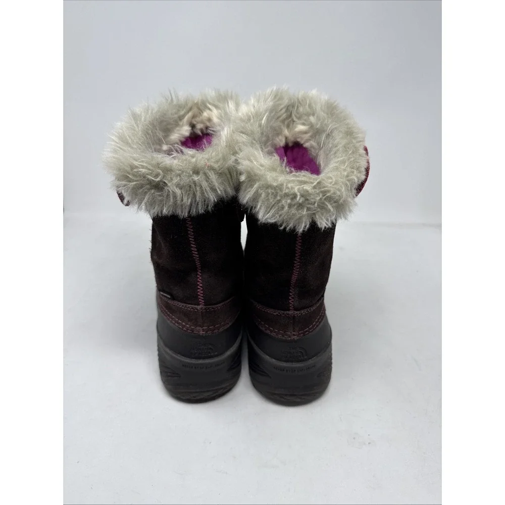 The North Face Boots Girls Youth 4 Snow Winter Shearling Brown Rubber  Pull On
